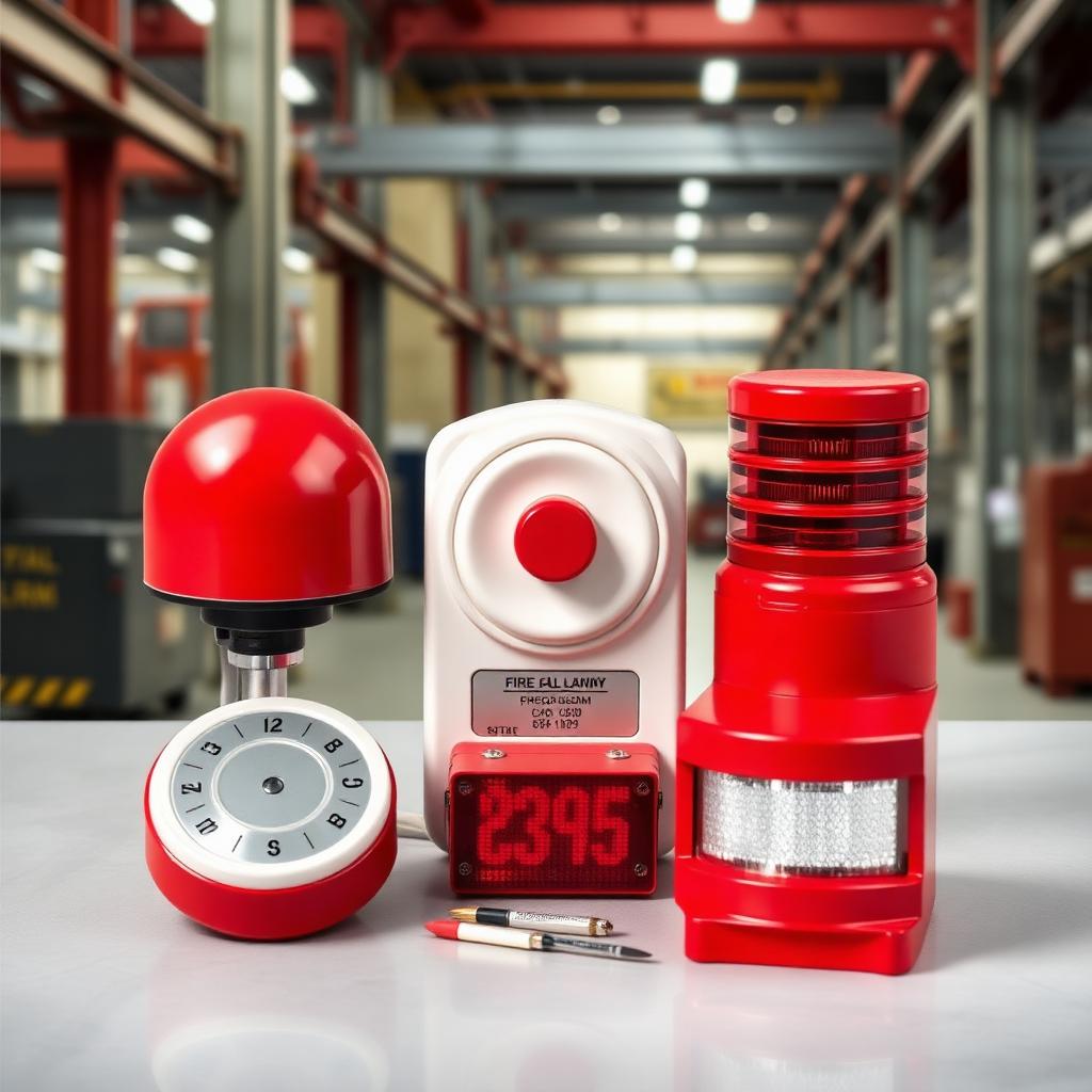 Berbagai komponen Fire Alarm Starvvo: bell, MCP, strobe, dan indicator lamp